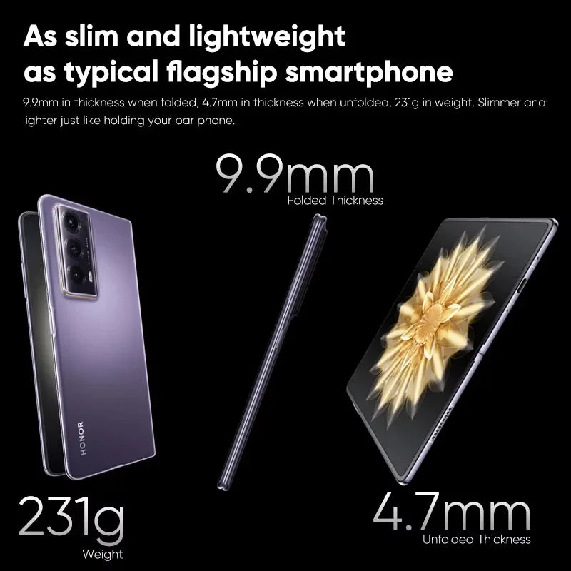 Honor Magic V2 Global Version 5g Foldable Smartphone Snapdragon 8 Gen2 Ltpo Oled Display 120Hz 50Mp Triple Cameras Android Mobile