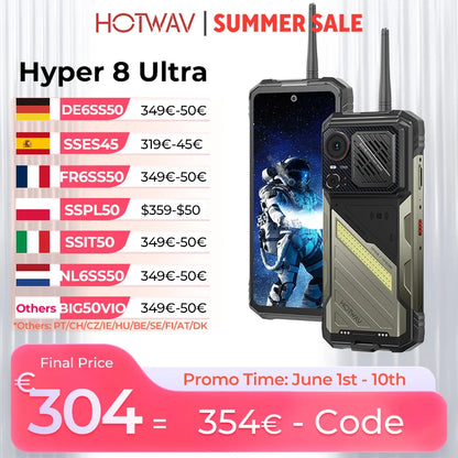 HOTWAV Hyper 8 Ultra Walkie-Talkie Rugged Smartphone 125dB Lound Speaker 5G Mobile Phone 12000mAh 55W 108MP 12GB 512GB Cellphone