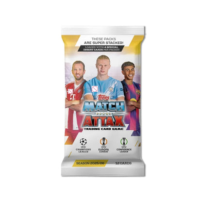 Topps UCC Match Attax 2025/26 - Full Box - contains 32 packets with 4 special insert cards per packet 12 cards per packet