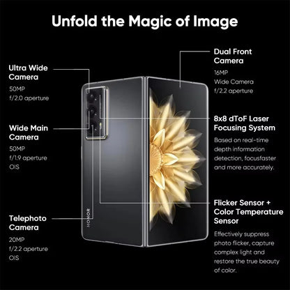 Honor Magic V2 Global Version 5g Foldable Smartphone Snapdragon 8 Gen2 Ltpo Oled Display 120Hz 50Mp Triple Cameras Android Mobile