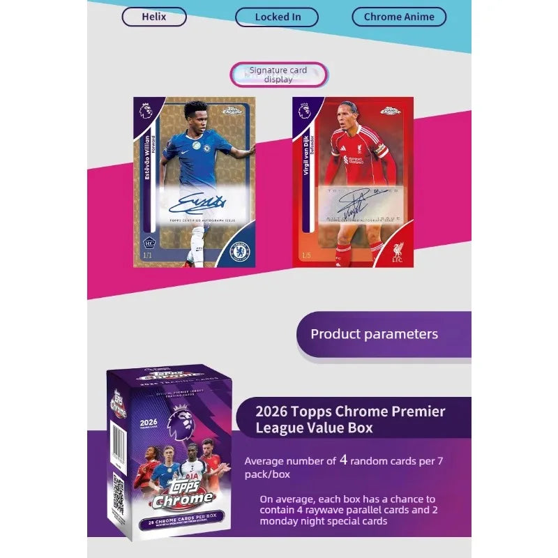 2026 Topps Premier League Chrome English Premier League Soccer Star Cards Game Collection Cards Toy Gift